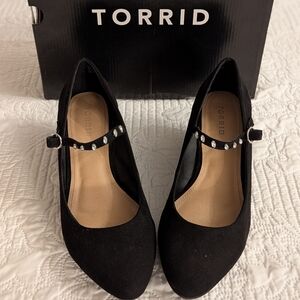 8W Torrid suede rhinestone wedges, Torrid Mary Jane Wedge heels
